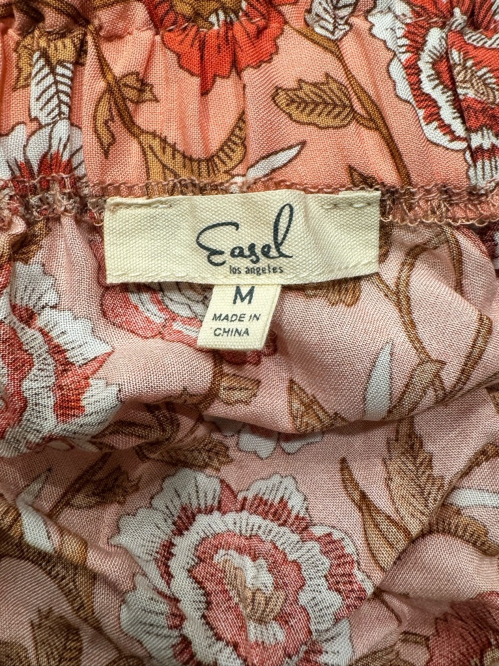easel Peach Floral Boho Skater Skirt with Yellow Border - Picture 3 of 4